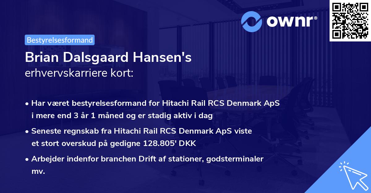 Brian Dalsgaard Hansen's erhvervskarriere kort