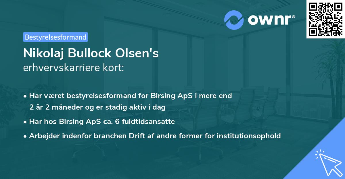 Nikolaj Bullock Olsen's erhvervskarriere kort