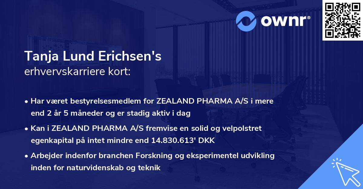 Tanja Lund Erichsen's erhvervskarriere kort