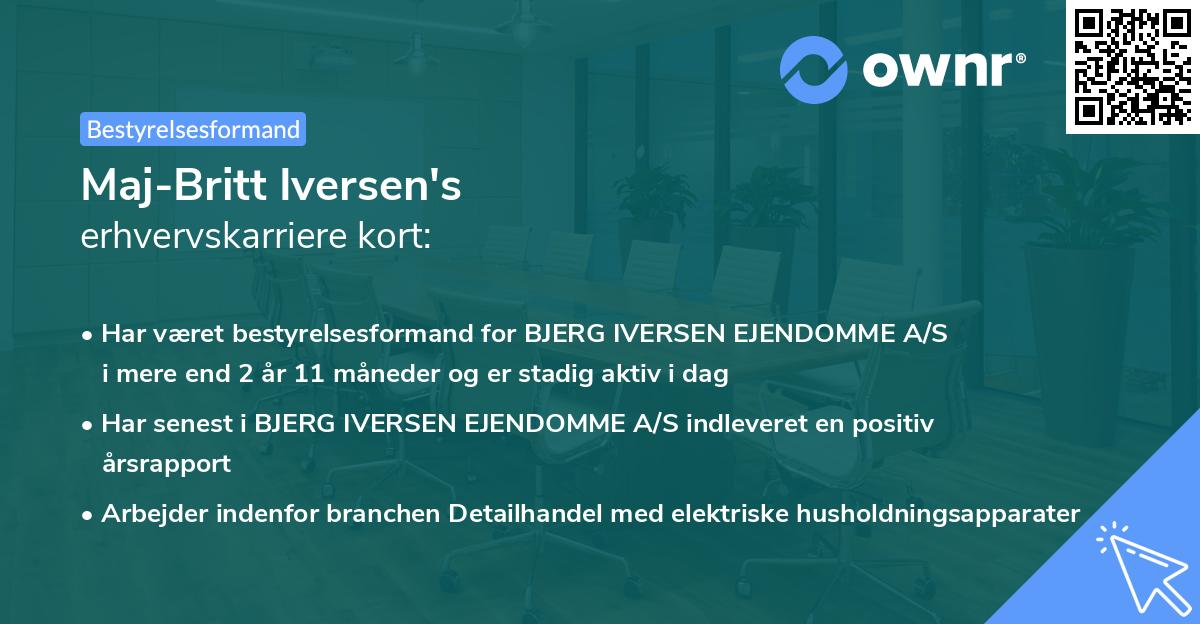 Maj-Britt Iversen's erhvervskarriere kort