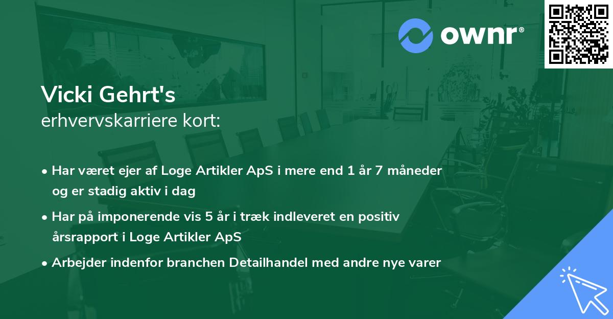 Vicki Gehrt's erhvervskarriere kort