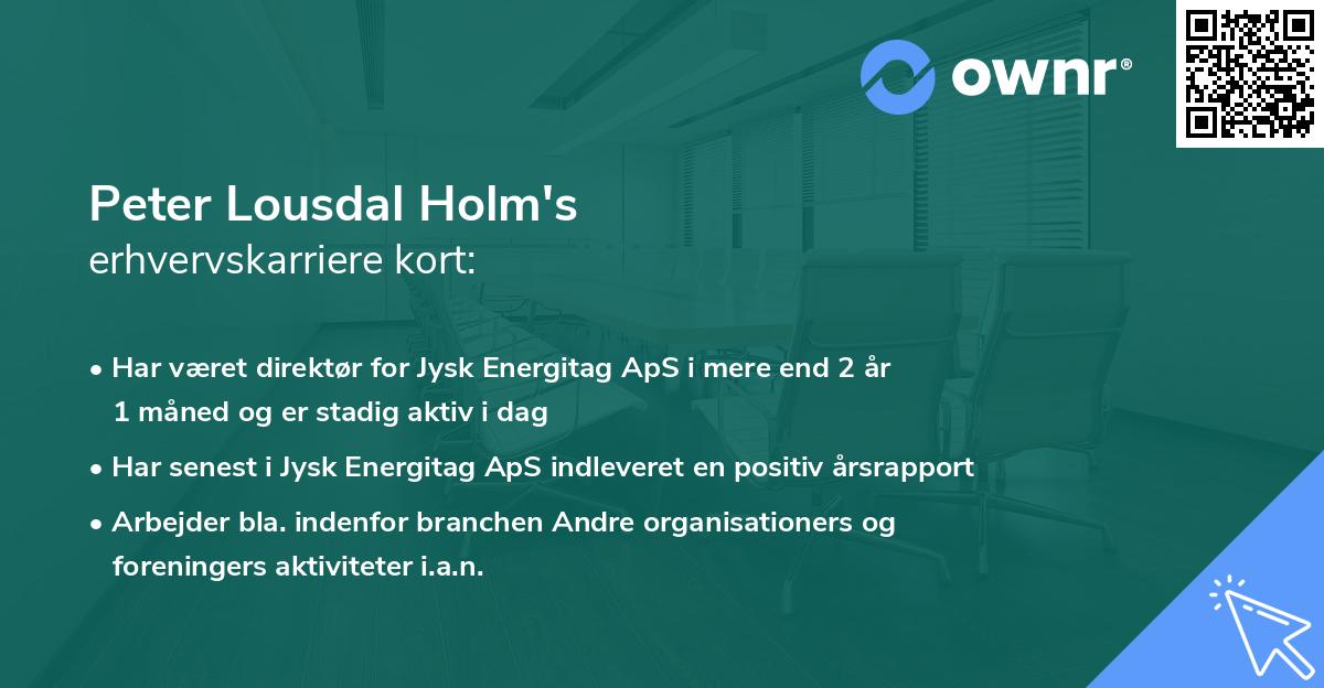Peter Lousdal Holm's erhvervskarriere kort