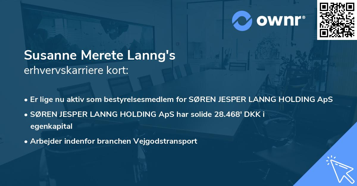 Susanne Merete Lanng's erhvervskarriere kort