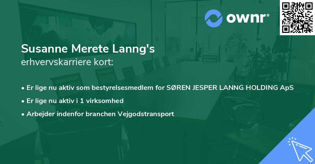 Susanne Merete Lanng's erhvervskarriere kort