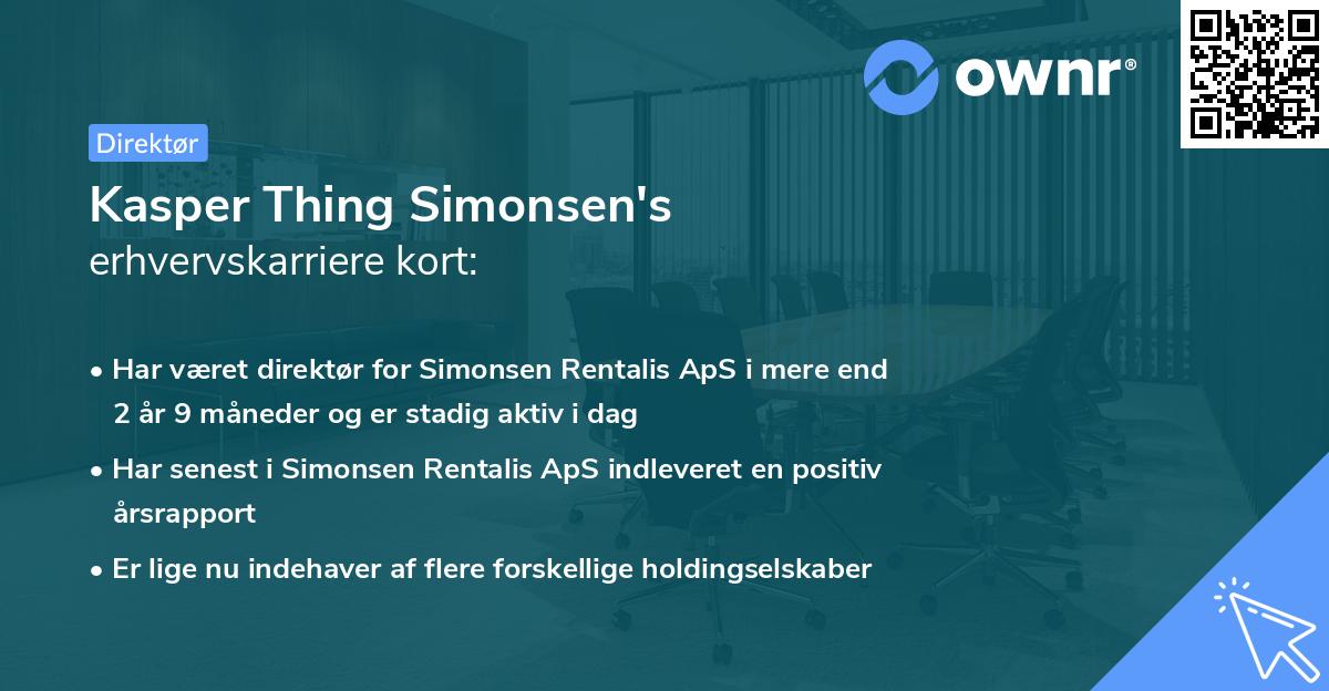 Kasper Thing Simonsen's erhvervskarriere kort