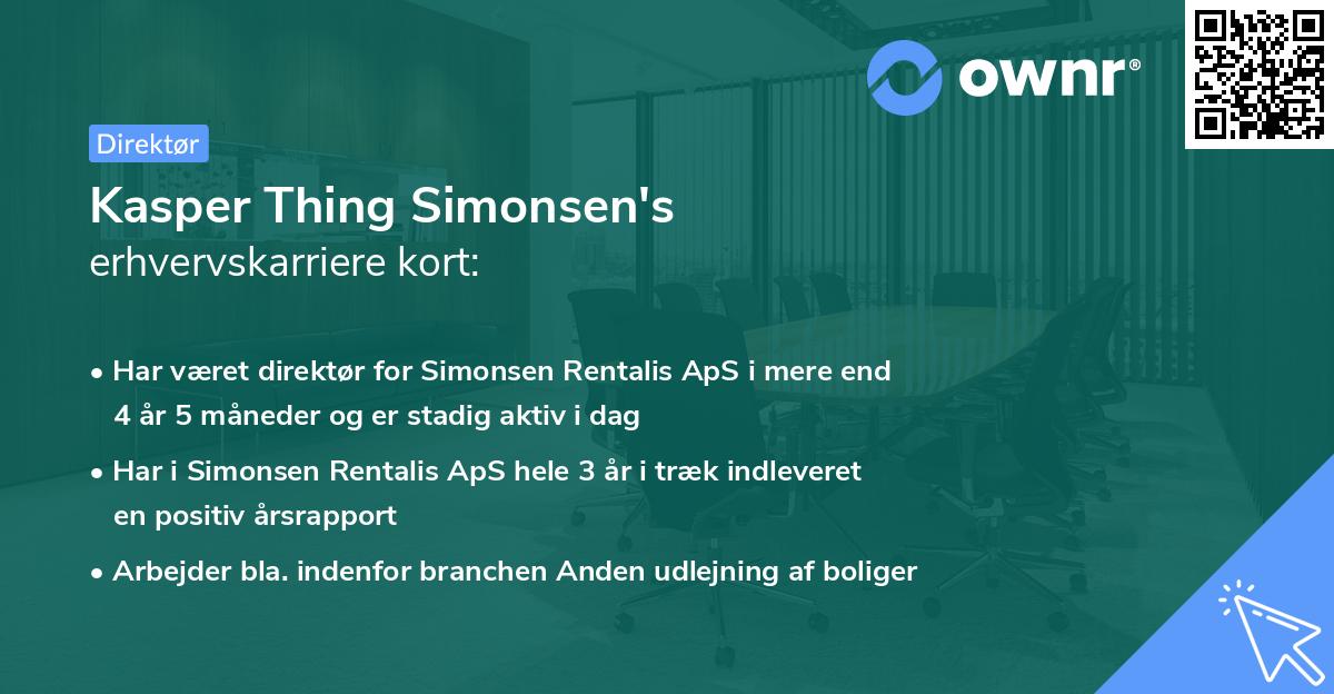 Kasper Thing Simonsen's erhvervskarriere kort