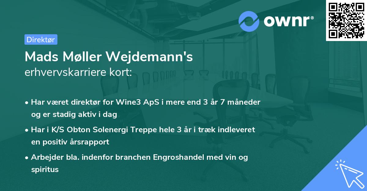 Mads Møller Wejdemann's erhvervskarriere kort