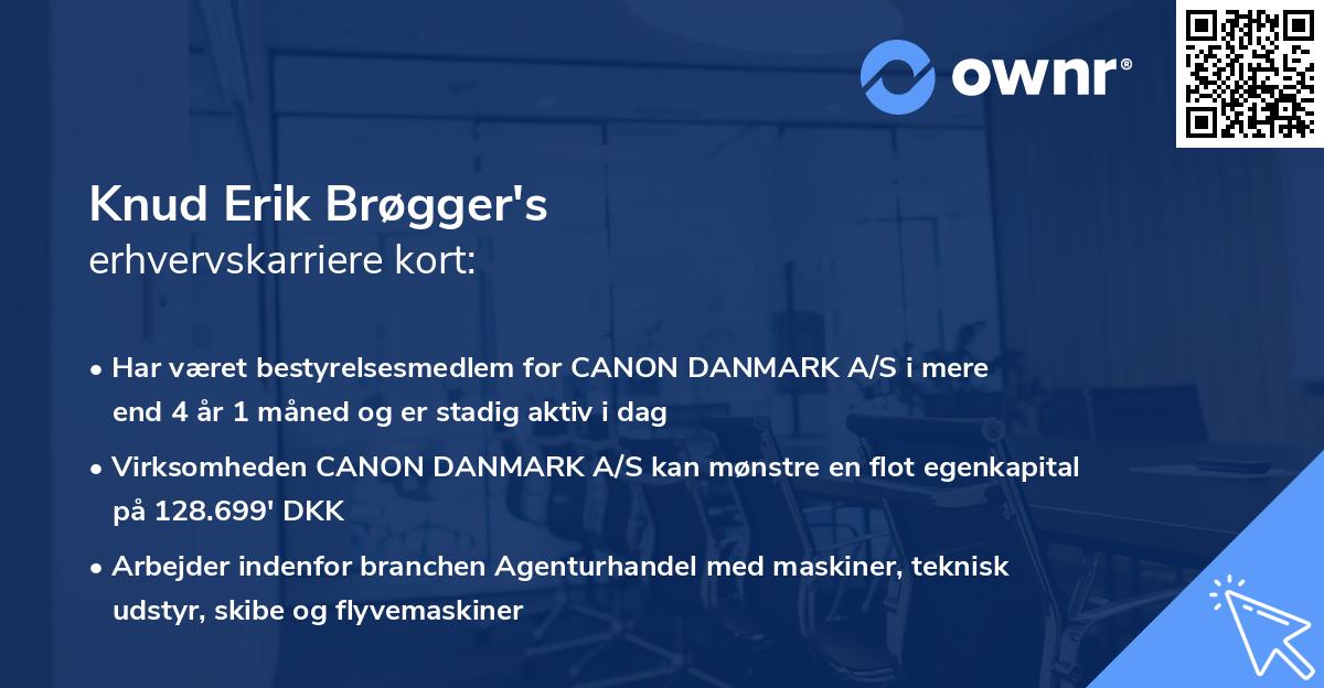 Knud Erik Brøgger's erhvervskarriere kort