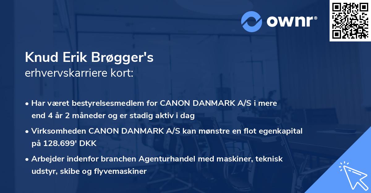 Knud Erik Brøgger's erhvervskarriere kort