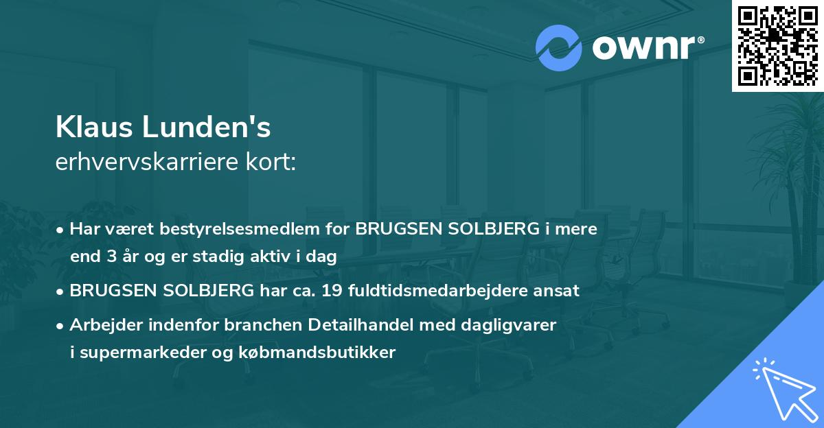 Klaus Lunden's erhvervskarriere kort