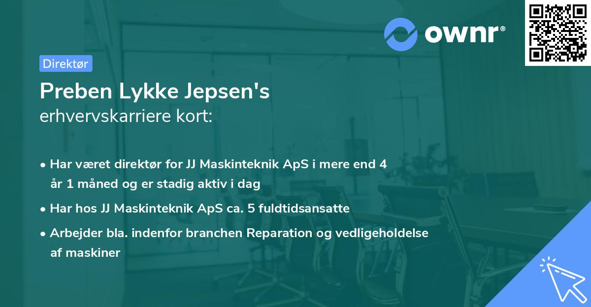 Preben Lykke Jepsen's erhvervskarriere kort