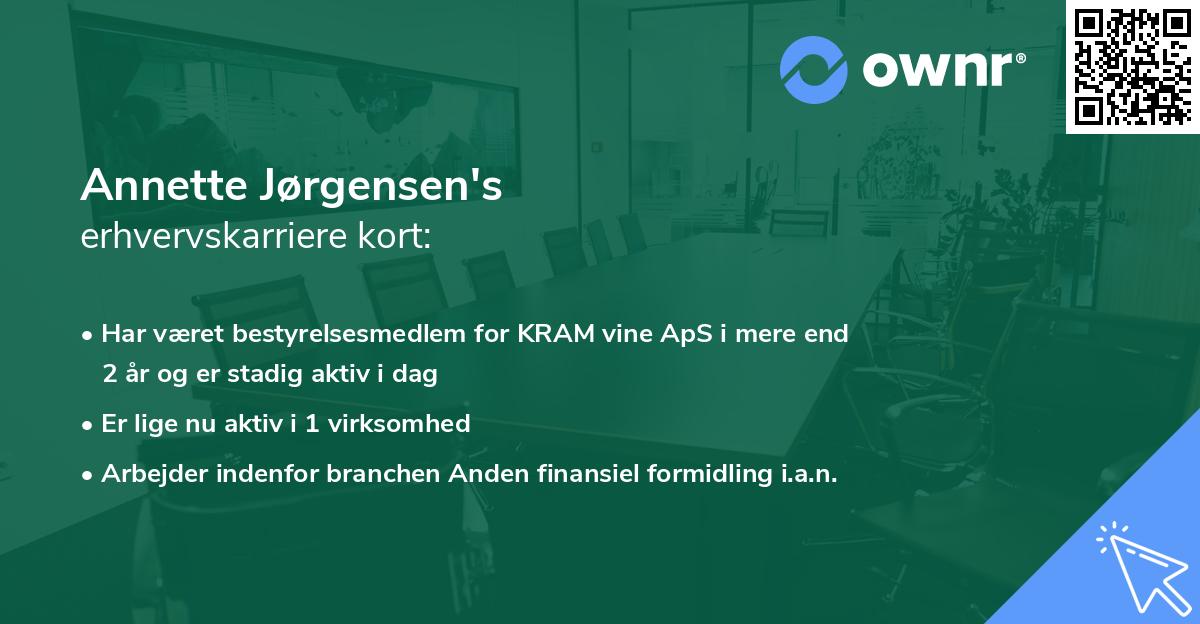 Annette Jørgensen's erhvervskarriere kort