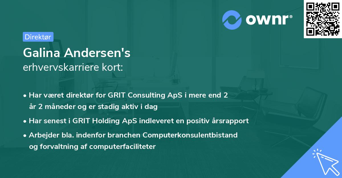 Galina Andersen's erhvervskarriere kort