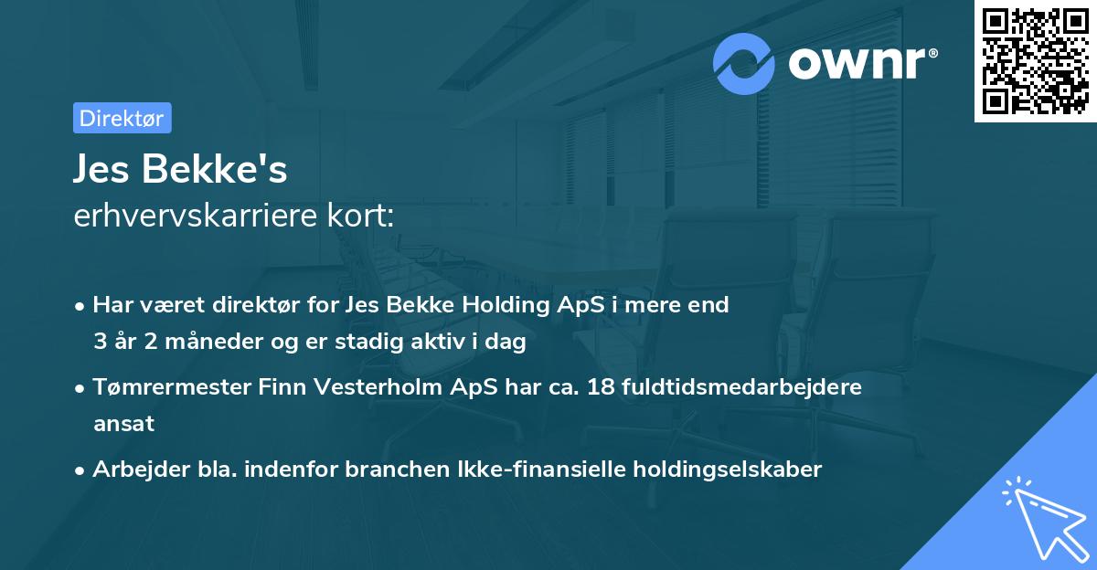 Jes Bekke's erhvervskarriere kort