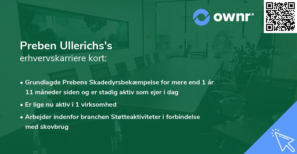 Preben Ullerichs's erhvervskarriere kort