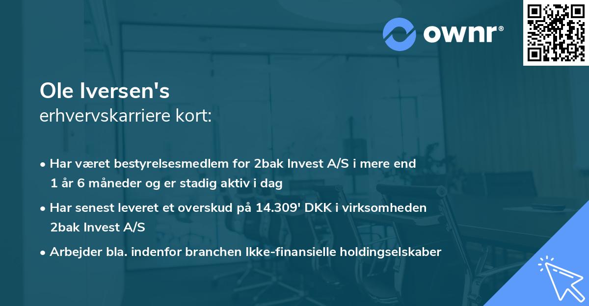 Ole Iversen's erhvervskarriere kort