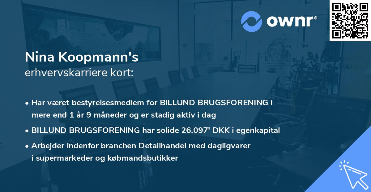 Nina Koopmann's erhvervskarriere kort