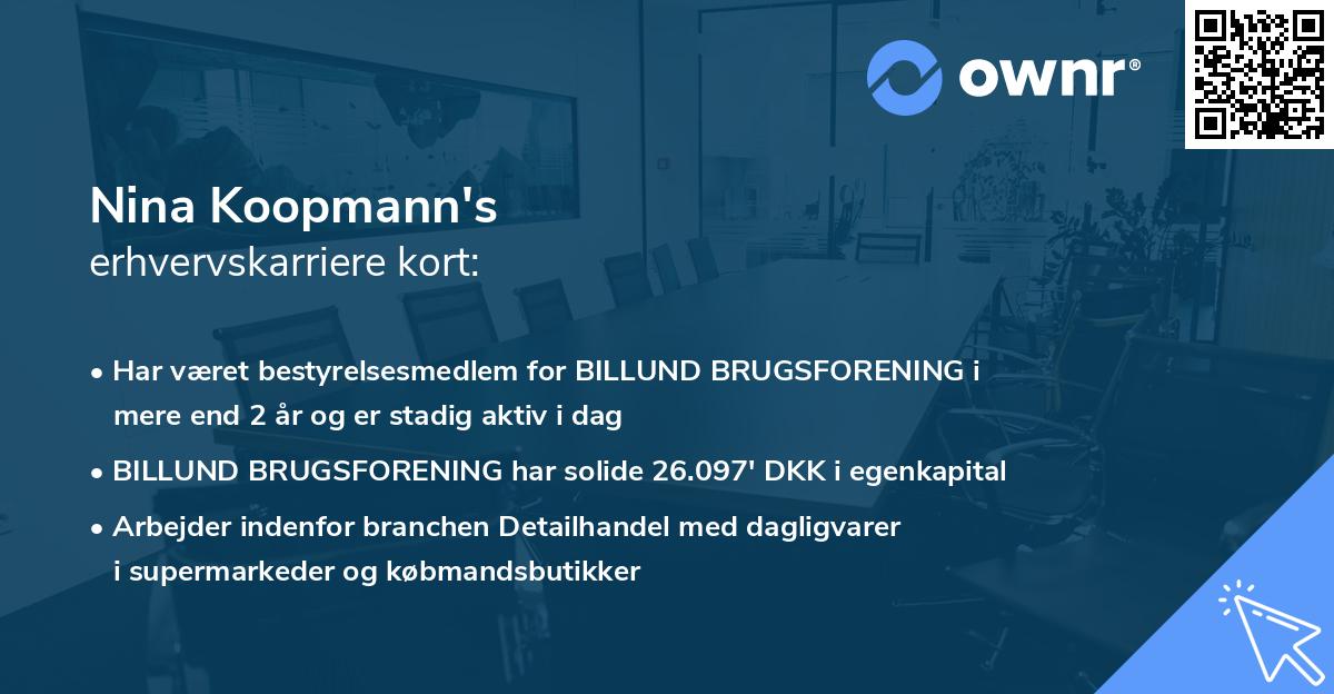 Nina Koopmann's erhvervskarriere kort