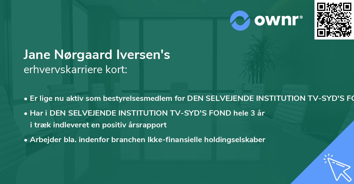 Jane Nørgaard Iversen's erhvervskarriere kort