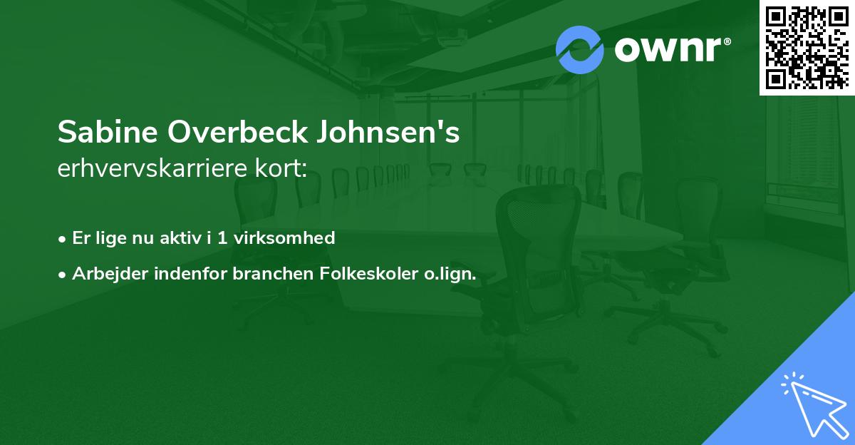 Sabine Overbeck Johnsen's erhvervskarriere kort