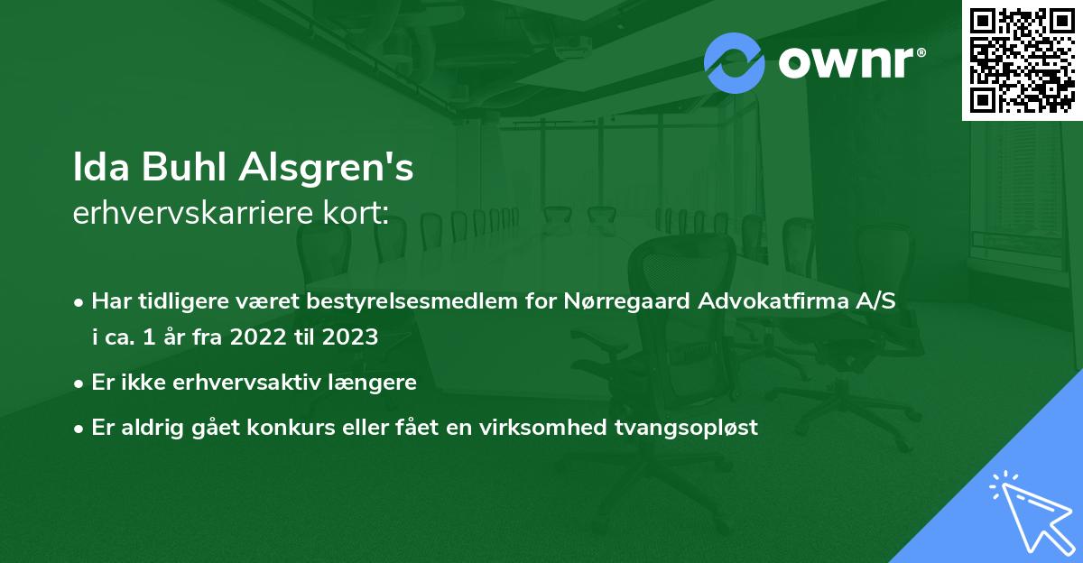 Ida Buhl Alsgren's erhvervskarriere kort