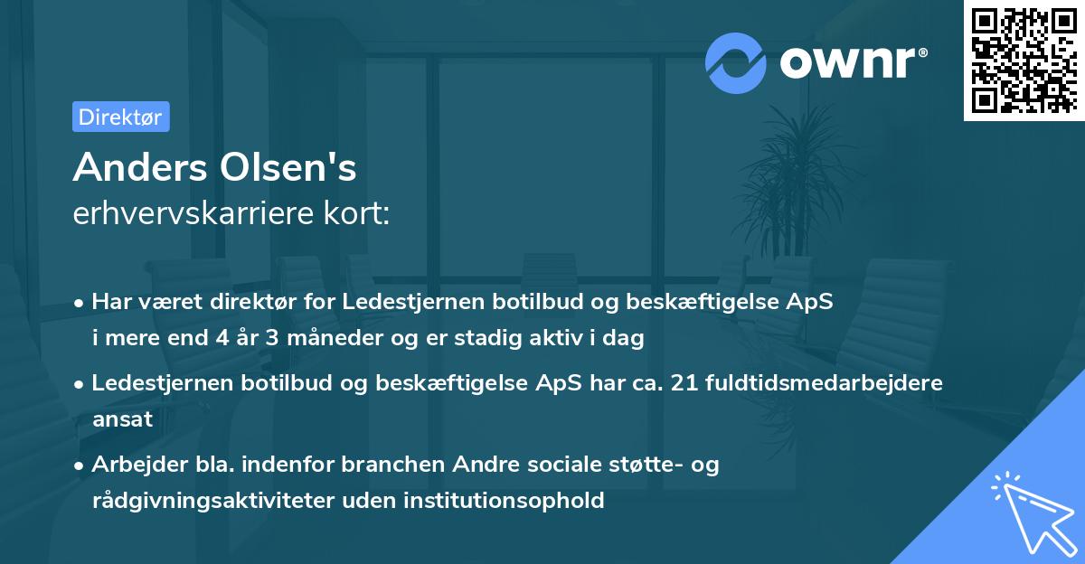 Anders Olsen's erhvervskarriere kort