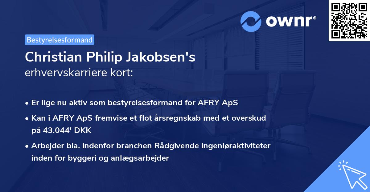 Christian Philip Jakobsen's erhvervskarriere kort