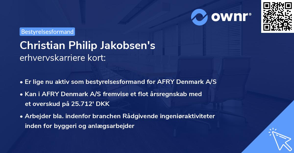 Christian Philip Jakobsen's erhvervskarriere kort