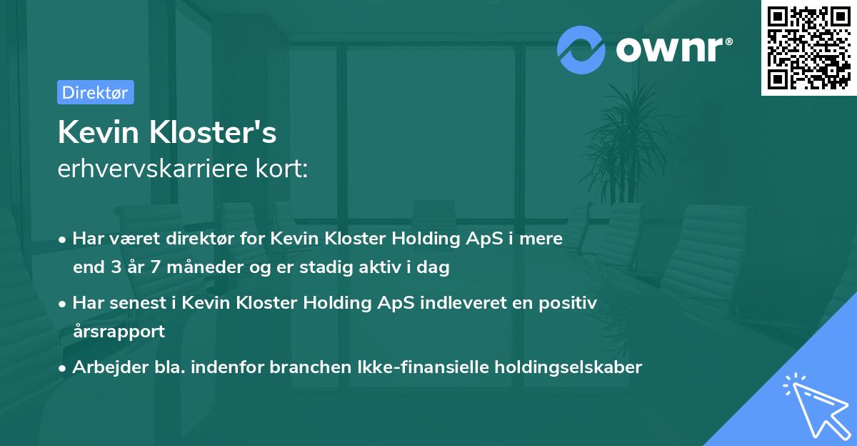Kevin Kloster's erhvervskarriere kort