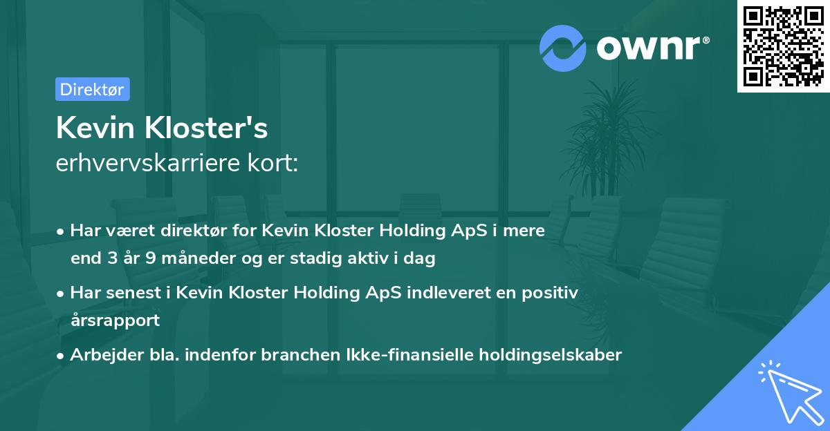 Kevin Kloster's erhvervskarriere kort