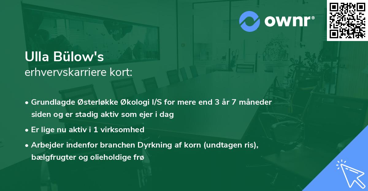 Ulla Bülow's erhvervskarriere kort
