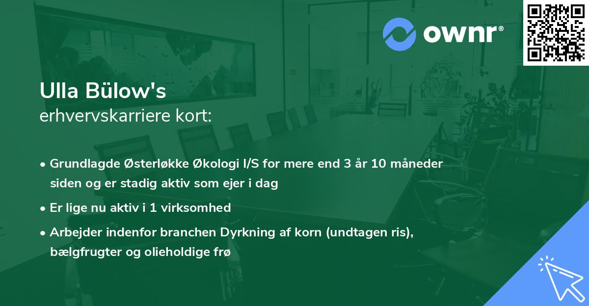 Ulla Bülow's erhvervskarriere kort