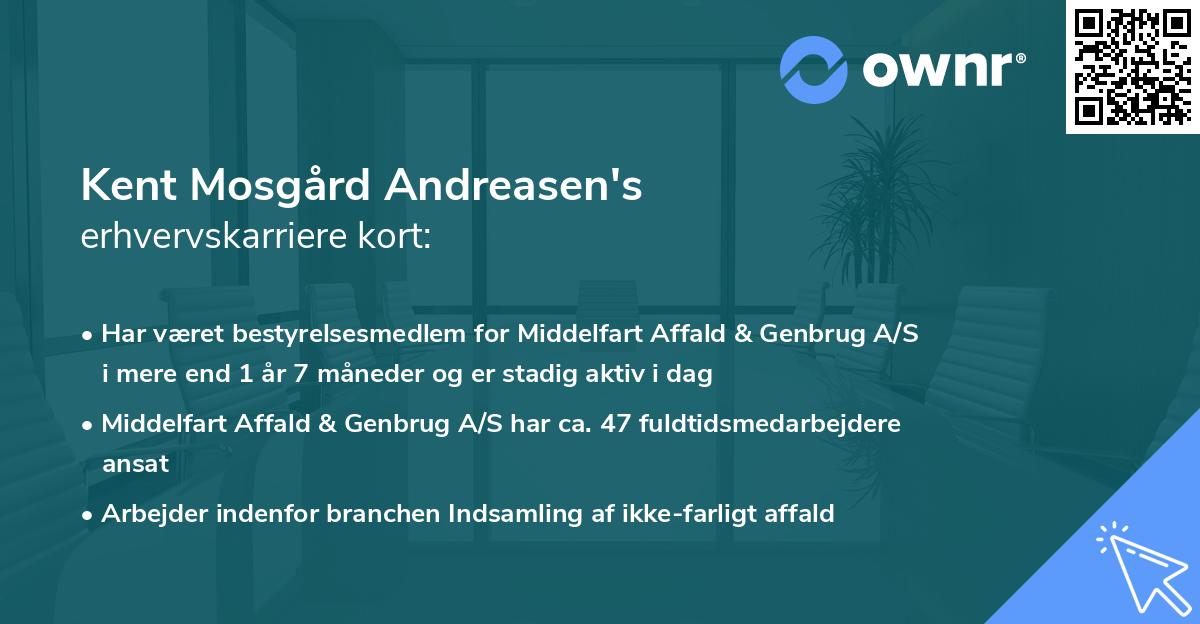 Kent Mosgård Andreasen's erhvervskarriere kort