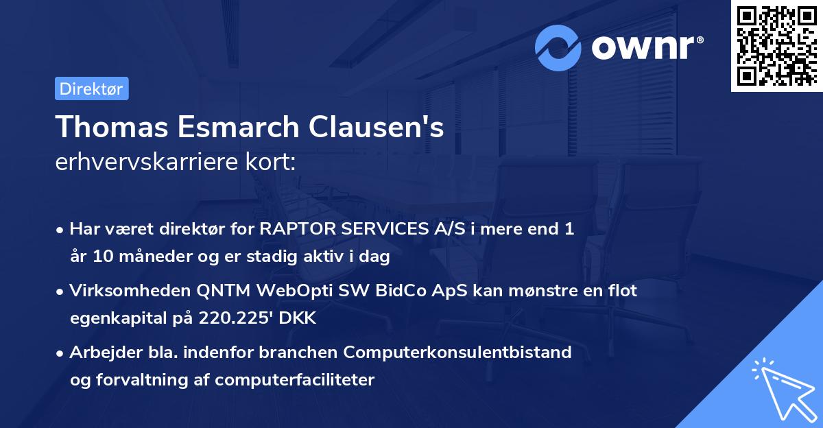 Thomas Esmarch Clausen's erhvervskarriere kort