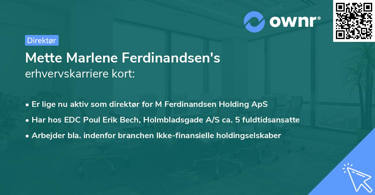 Mette Marlene Ferdinandsen's erhvervskarriere kort