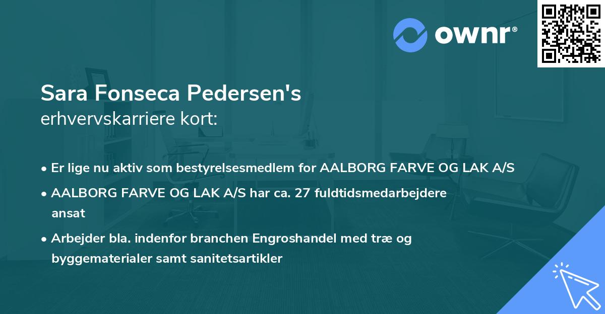 Sara Fonseca Pedersen's erhvervskarriere kort