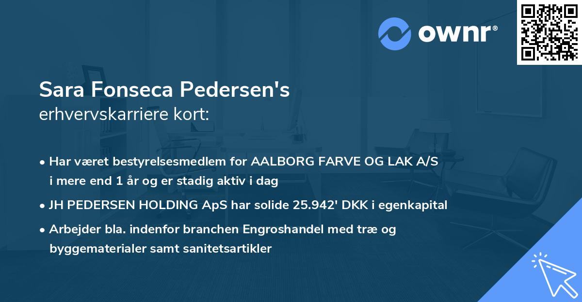 Sara Fonseca Pedersen's erhvervskarriere kort