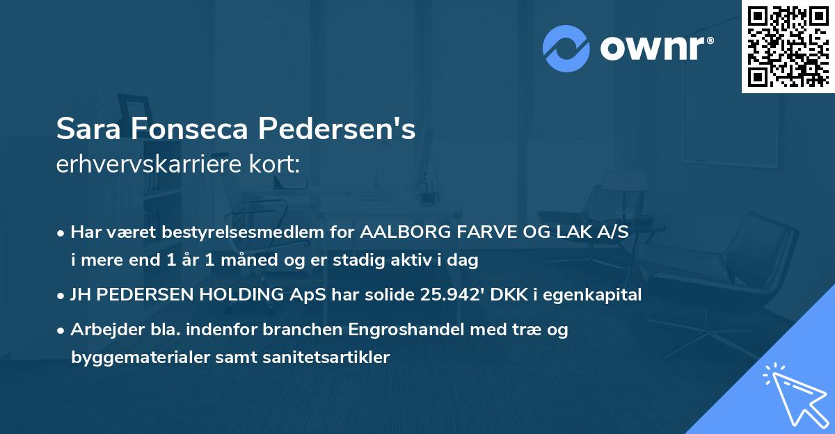 Sara Fonseca Pedersen's erhvervskarriere kort