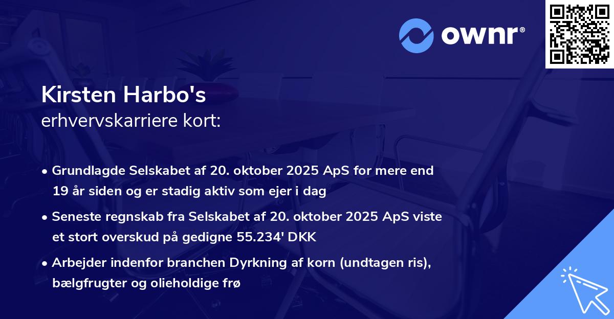 Kirsten Harbo's erhvervskarriere kort