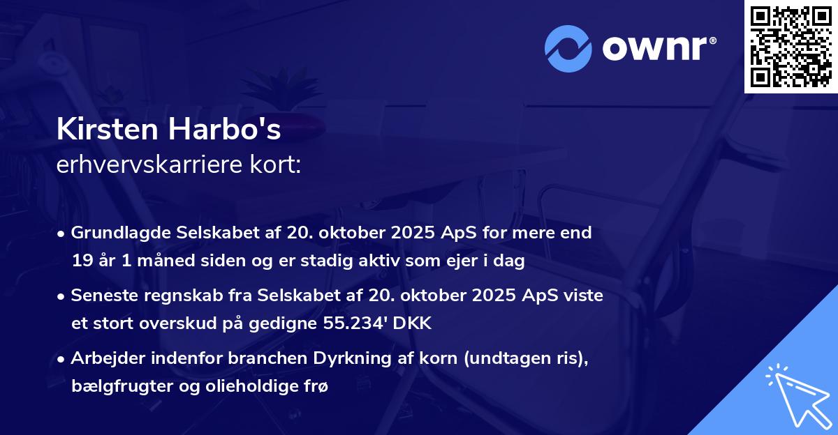 Kirsten Harbo's erhvervskarriere kort