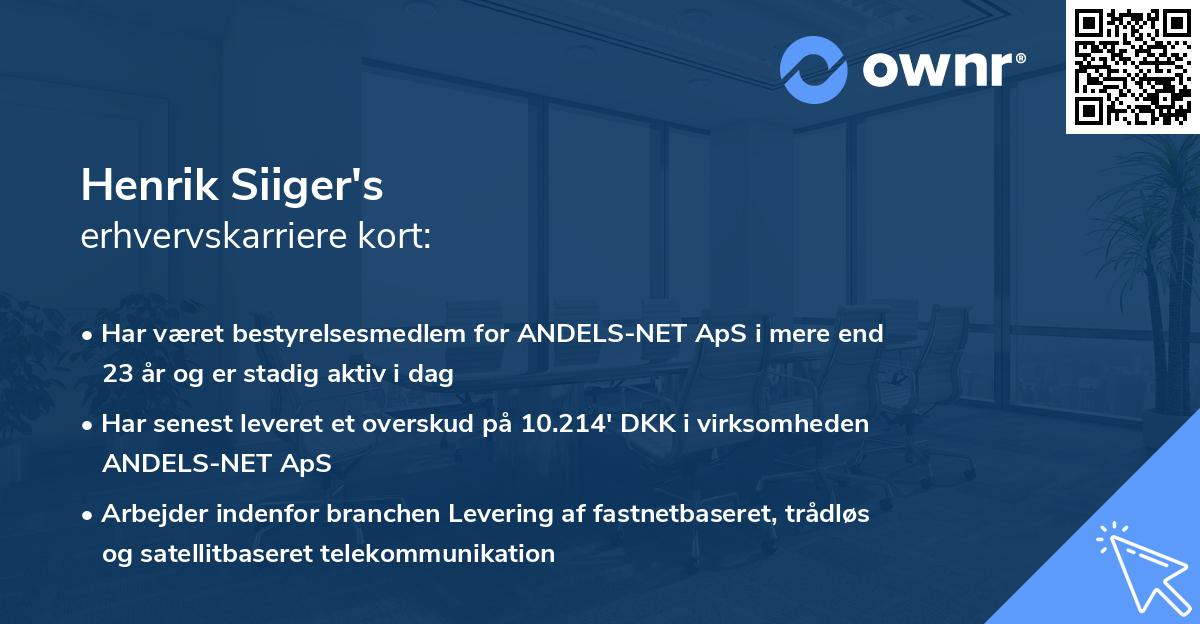 Henrik Siiger's erhvervskarriere kort