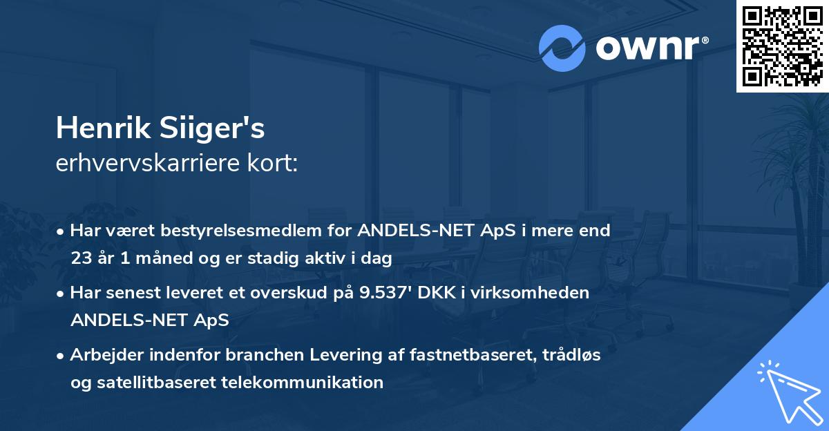 Henrik Siiger's erhvervskarriere kort