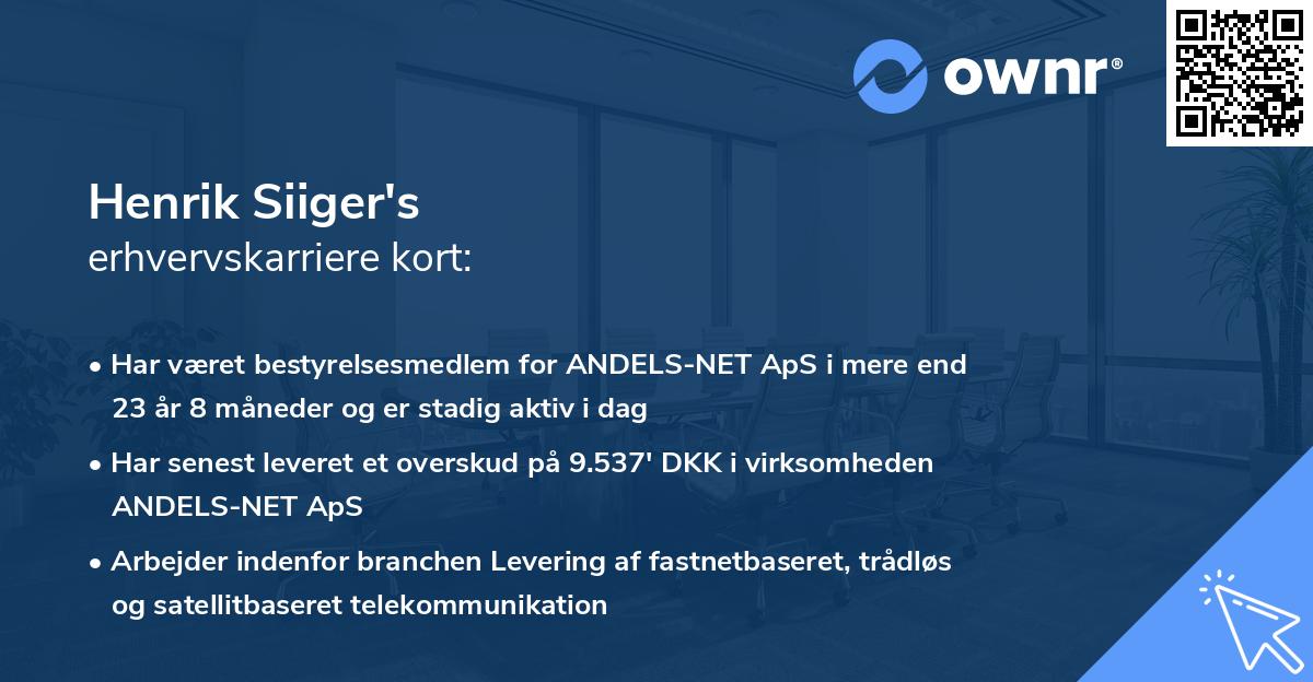 Henrik Siiger's erhvervskarriere kort