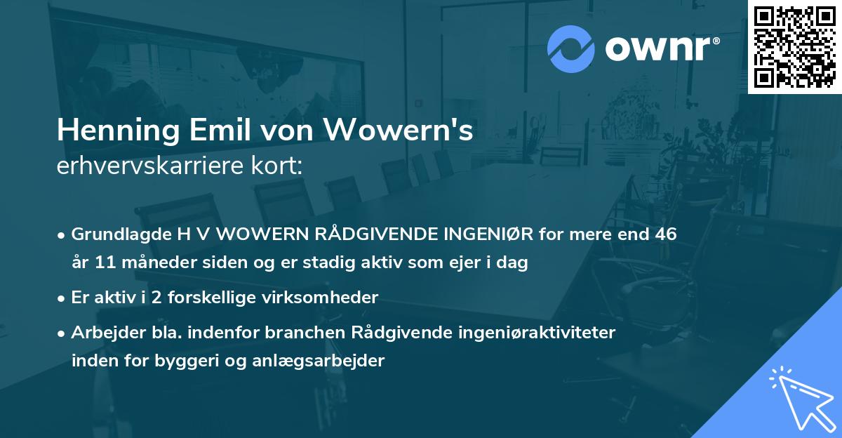 Henning Emil von Wowern's erhvervskarriere kort