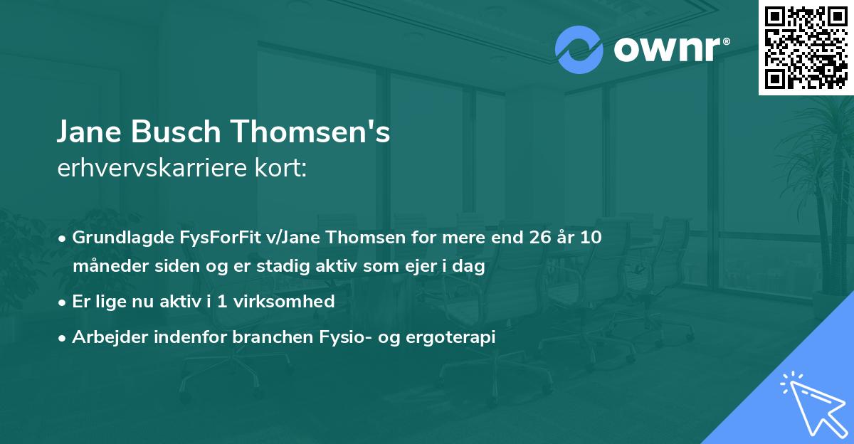 Jane Busch Thomsen's erhvervskarriere kort
