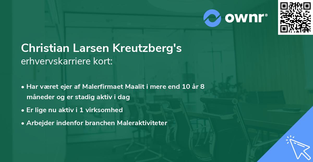 Christian Larsen Kreutzberg's erhvervskarriere kort