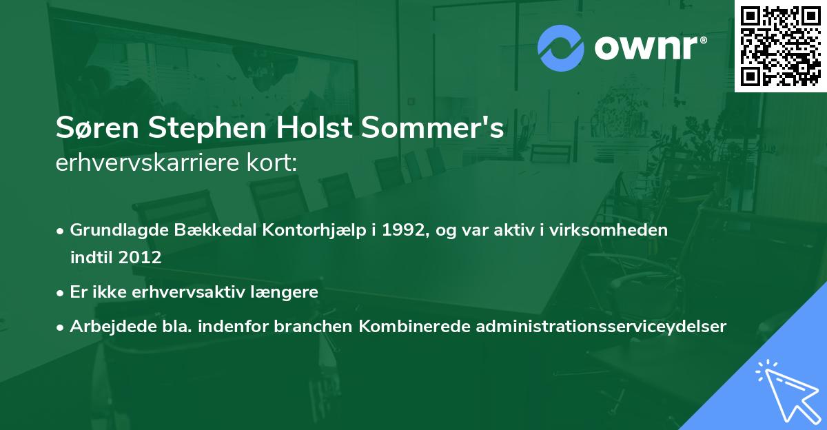 Søren Stephen Holst Sommer's erhvervskarriere kort
