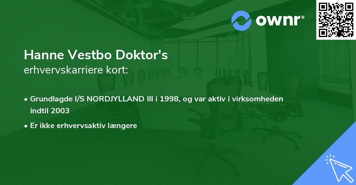 Hanne Vestbo Doktor's erhvervskarriere kort