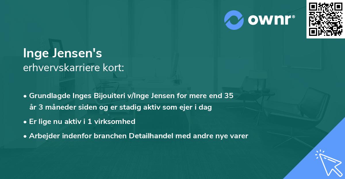 Inge Jensen's erhvervskarriere kort