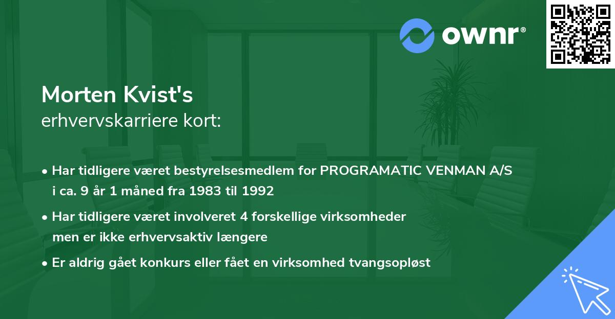 Morten Kvist's erhvervskarriere kort
